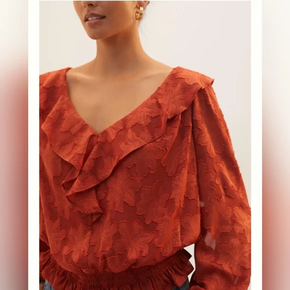 ANTHRO TEXTURED FLORAL TOP - Picture 3 of 3